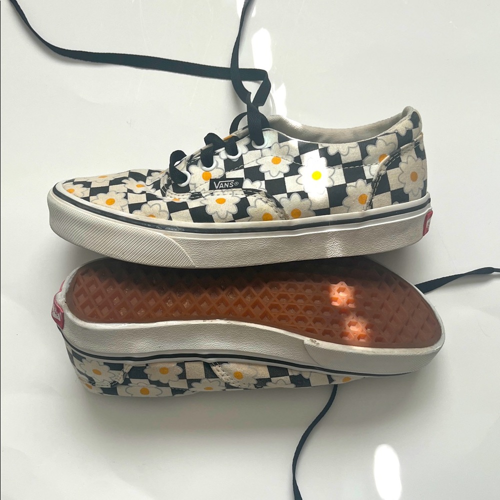 Vans Black and White Floral Sneakers